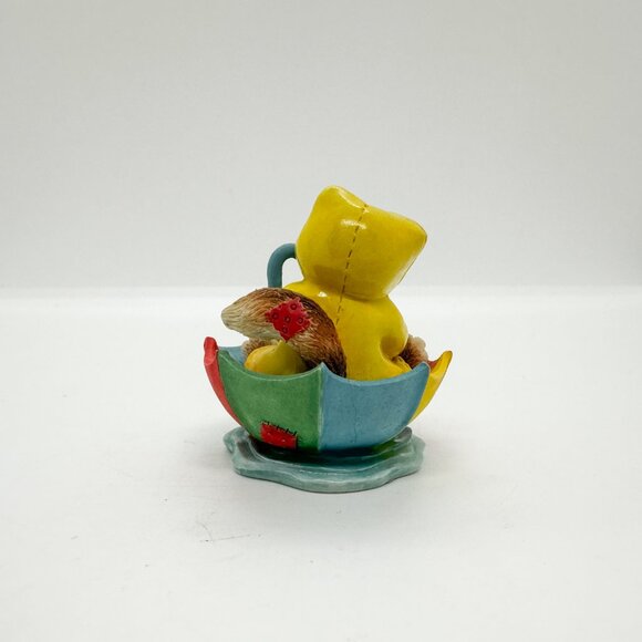 Vtg Calico Kittens Enesco Cat Cats April Showers Rain Umbrella Duck Dog Water - Picture 13 of 16